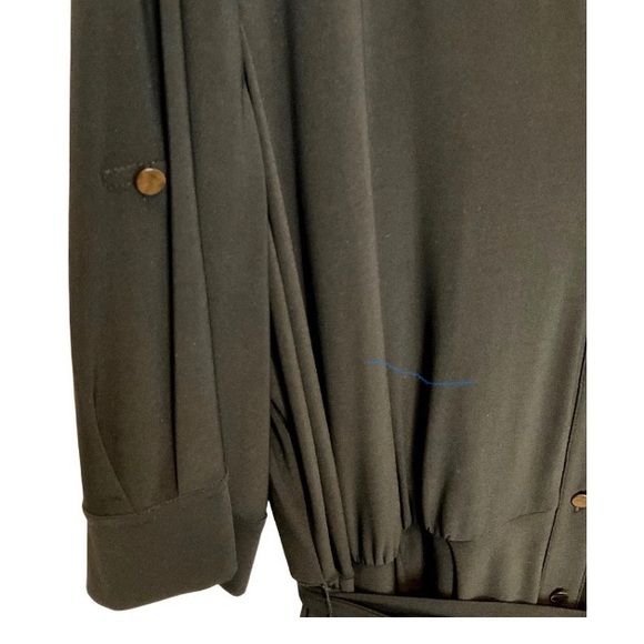 Jones New York Black Button Down Belted Jersey Knit Dress with Side Pockets - Picture 6 of 8